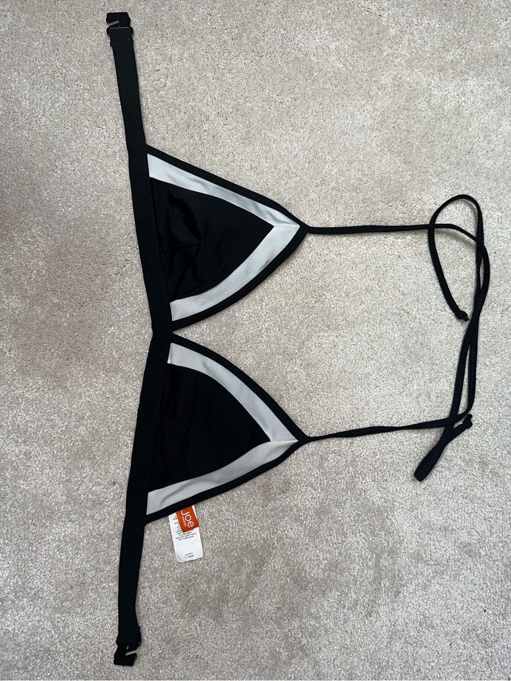 Adjustable Black and White Triangle Bikini Top